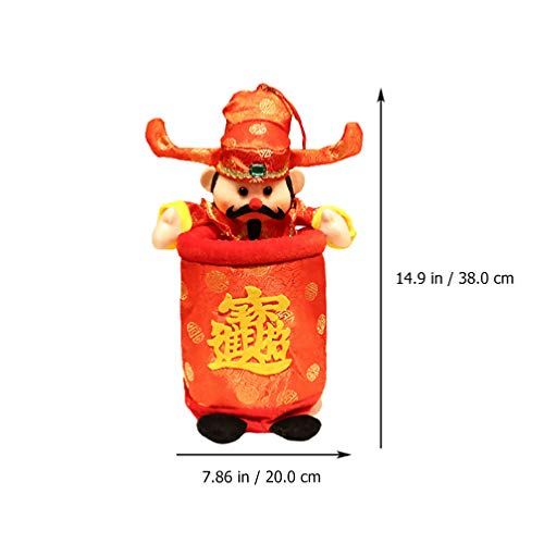 PRETYZOOM Chinese New Year Decorations, God of Wealth Ornaments Countertop Candy Bag Trash Can Trash Bin Desktop Container Pen Holder Chinese Spring Festival Decorations