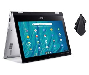 2021 newest acer chromebook spin 311 convertible laptop, mediatek 8-core processor, 11.6″ hd touch, 4gb lpddr4, 32gb emmc, gigabit wi-fi 5, bluetooth 5.0, google chrome, silver + oydisen cloth