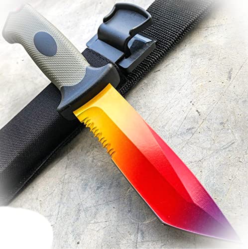 New 9.5" Tactical Ursus Fixed Blade Hunting Knife Fire Fade Camping Outdoor Pro Tactical Elite Knife BLDA-0468