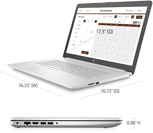 HP Newest 17 Laptop, 17.3" HD+ Display, 11th Gen Intel Core i3-1115G4 Processor, 16GB RAM, 512GB PCIe SSD, Webcam, Bluetooth, HDMI, RJ-45, Windows 11 Home, Silver