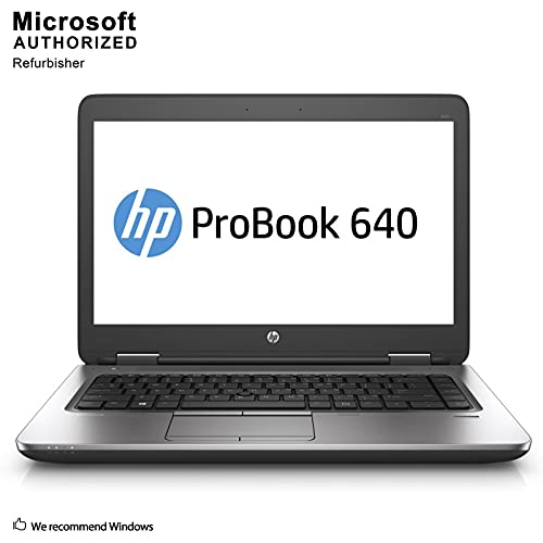 HP ProBook 640 G2 Laptop, 14-inch HD Display, Intel Core i5-6300U Up to 3.0GHz, 8GB RAM, 256GB NVMe SSD, Display Port, Wi-Fi, Bluetooth, Windows 10 Pro (Renewed)