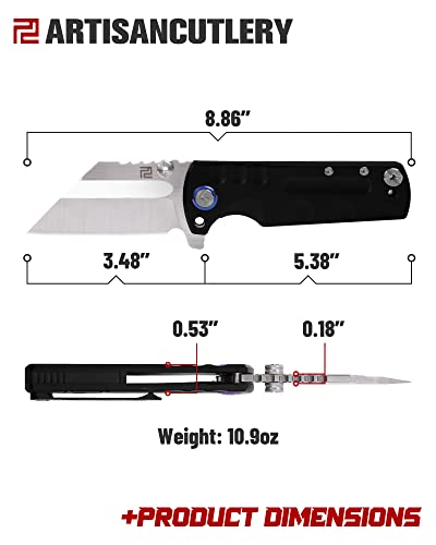 ARTISANCUTLERY Tactical Knife Proponent Folding Knife S35VN Steel Blade with Aviation Grade Titanium Alloy Handle Fixed Blade EDC Knife for Hunting,Camping and Outdoor 1820G Black