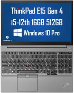 lenovo thinkpad e15 gen 4 15.6″ fhd business laptop (intel 10-core i5-1235u, 16gb ram, 512gb pcie ssd) ips anti-glare, fhd webcam, thunderbolt 4, hdmi, rj-45, wi-fi 6e, win 10 / win 11 pro – 2023