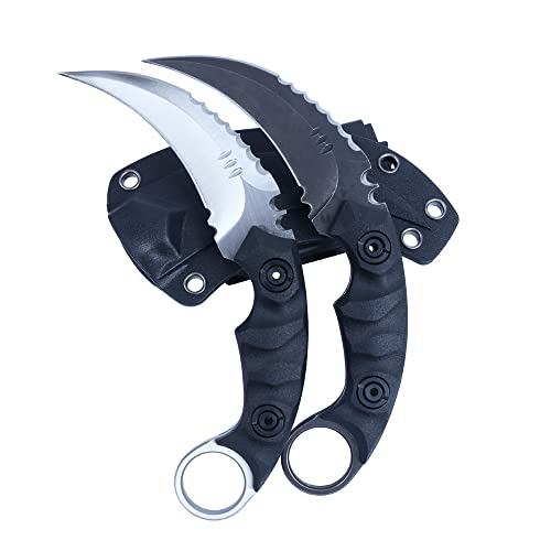Sosoin survival tactical hunting double edge fixed Claw knife with sheath (black blade with black handle)