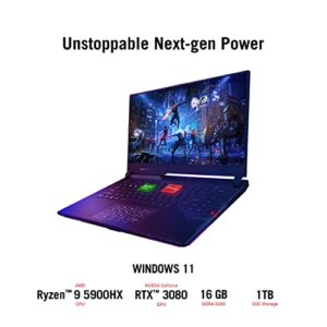 ASUS ROG Strix Scar 15 Gaming Laptop, 15.6" 300Hz IPS Type FHD Display, NVIDIA GeForce RTX 3080, AMD Ryzen 9 5900HX, 16GB DDR4, 1TB SSD, Opti-Mechanical Per-Key RGB Keyboard, Windows 11, G533QS-DS94