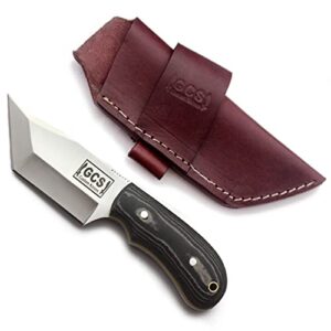 gcs handmade g10 handle d2 tool steel tactical hunting knife with leather sheath full tang blade designed for hunting & edc gcs 248