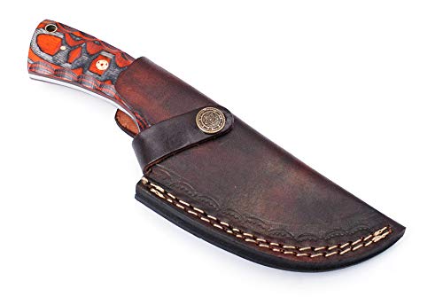 Markhor knives Damascus Custom Handmade Hunting Knife Tactical Knife 8.0 Inches Survival Knife Exotic Handle Made of Red and Black Pakkawood with Premium Leather Sheath MK- 5002 (Red)