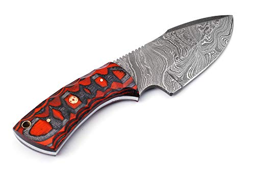 Markhor knives Damascus Custom Handmade Hunting Knife Tactical Knife 8.0 Inches Survival Knife Exotic Handle Made of Red and Black Pakkawood with Premium Leather Sheath MK- 5002 (Red)