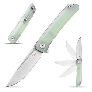 eafegrow ch3002-g10 folding camping knives 3.7 inch d2 blade and g10 handle pocket knives outdoor hunting knife tactical folding knives (jade)