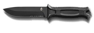 gerber strongarm fixed blade knife with serrated edge – black