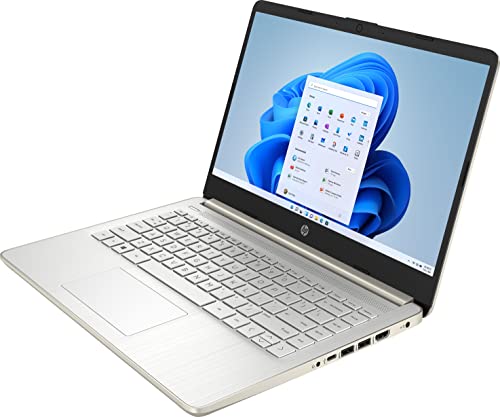 HP Laptop 14-DQ0033DX 14" Intel Celeron N4120, Intel UHD Graphics 600, 4GB RAM DDR4, 64GB eMMC, Windows 11 Home in S Mode, Pale Gold (Renewed)