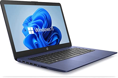 HP Newest 14" HD Laptop, Windows 11, Intel Celeron Dual-Core Processor Up to 2.60GHz, 4GB RAM, 64GB SSD, Webcam, Dale Pink(Renewed) (Dale Blue)