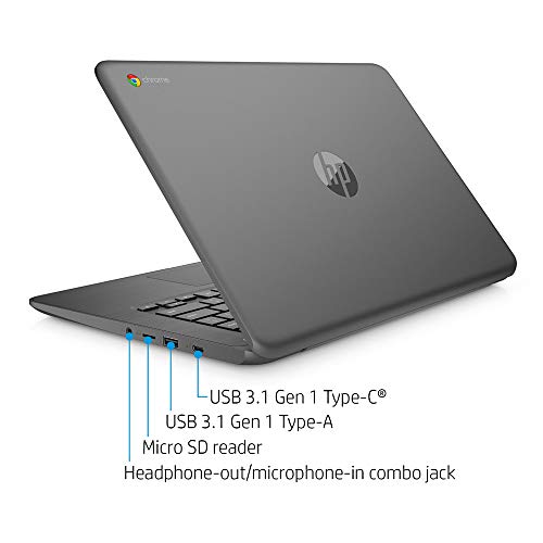 2022 HP Chromebook 14" HD Touchscreen Laptop Computer, Intel Celeron N3350 Dual-core Processor, 4GB RAM, 32GB eMMC, HD Webcam, Intel HD Graphics 500, USB-C, Chrome OS, Gray, 32GB SnowBell USB Card