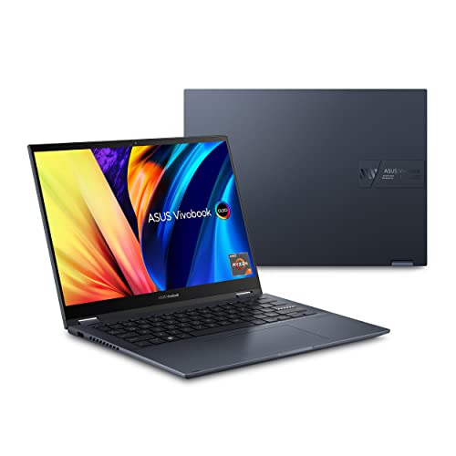 ASUS Vivobook S 14 Flip OLED 90Hz 14” 2.8K OLED 16:10 Touch Display, AMD Ryzen 7 5800H CPU, 16GB RAM, 1TB SSD, NumberPad, Fingerprint, Stylus Supported, Windows 11 Home, Quiet Blue, TN3402QA-DS76T