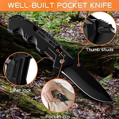 Gifts for Fathers Day Dad Men Him Grandpa from Daughter and Son - Birthday Gifts for Husband Boyfriend, Personalized Pocket Folding Knife with clip for EDC Outdoor Camping Hunting, Tactical, Survival