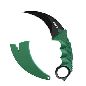 dispatch karambit knife fixed blade tactical camping tool, outdoor hunting knife claw knife shop knives with sheath and cord, suitable for hiking, adventure, collection