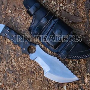 JNR Traders Handmade Tracker knife with sheath belt tracker knife Horizontal carry tracker knife full tang fixed blade Hunting knife edc tracker knife