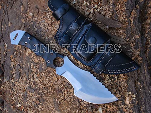 JNR Traders Handmade Tracker knife with sheath belt tracker knife Horizontal carry tracker knife full tang fixed blade Hunting knife edc tracker knife