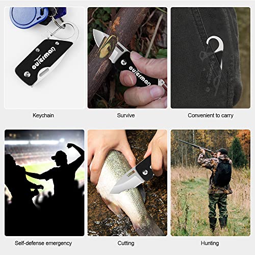 Outerman Folding Knife with Clip, Mini EDC Cool Sharp Tactical Folding Pocket Knife Multi-functional EDC Knife for Outdoor Camping Hiking Hunting