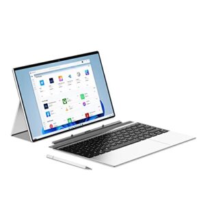 2 in 1 laptop computer, intel j4125 processor windows 11 touchscreen 12.3″ hd display with detachable keyboard 12gb ram, 128gb ssd storage, type-c, tf card, use for business, study and entertainment