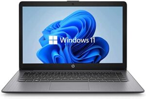 newest hp 14″ hd laptop, windows 11, intel celeron dual-core processor up to 2.60ghz, 4gb ram, 64gb ssd, webcam, dale pink(renewed) (dale black)