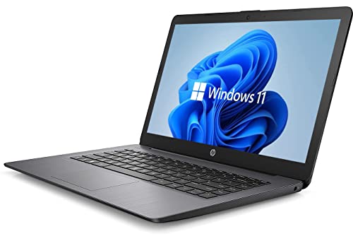 Newest HP 14" HD Laptop, Windows 11, Intel Celeron Dual-Core Processor Up to 2.60GHz, 4GB RAM, 64GB SSD, Webcam, Dale Pink(Renewed) (Dale Black)