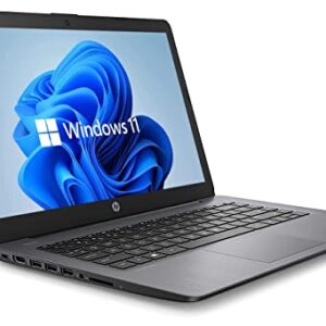 Newest HP 14" HD Laptop, Windows 11, Intel Celeron Dual-Core Processor Up to 2.60GHz, 4GB RAM, 64GB SSD, Webcam, Dale Pink(Renewed) (Dale Black)