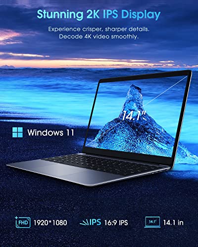 CHUWI HeroBook Pro 14.1'' Laptop, 8GB RAM 256GB SSD, Windows 11 Laptop, 1TB SSD Expand, Intel Celeron N4020(up to 2.8GHz), 2K FHD IPS Display, Ultra Slim, Mini-HDMI, 5G WiFi, BT4.2, Webcam,TF Card