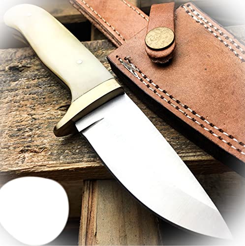 New 7.5" GENUINE BONE HANDLE FULL TANG Skinner Hunting Knife Stainless Steel Blade Camping Outdoor Pro Tactical Elite Knife BLDA-0587