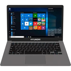 hyundai 14″ notebook 4gb ram, 128gb ssd, windows 10 pro laptop, intel celeron n4020, 14.1″ inch ips display, expandable storage, wifi & bluetooth – grey