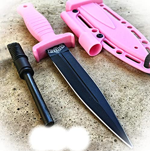 New 7" Double Edge Military Tactical Hunting Dagger Boot Neck Knife + Fire Starter P Camping Outdoor Pro Tactical Elite Knife BLDA-0022