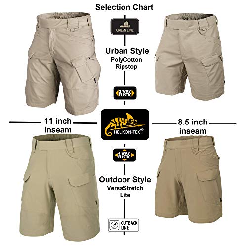 Helikon-Tex Urban (UTK) Tactical Shorts for Men - Lightweight & Breathable Cargo Shorts for Tactical, Military, Police, Hiking, & Hunting (Shadow Grey Polycotton Ripstop W38, L11)