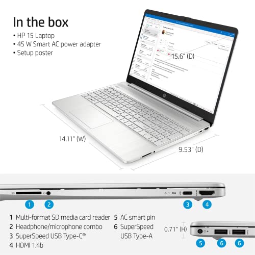 HP 15 15.6" HD Laptop Computer for Home and Student, Intel Core i3-1115G4 (Up to 4.1 GHz), 16GB RAM, 512GB PCIe SSD, Long Battery Life, Numpad, Wi-Fi 6, BT, HDMI, Windows 11 Home (S Mode), w/Battery
