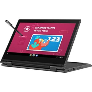 Lenovo 300e 11.6" 2-in-1 Touchscreen Chromebook (Intel N4020, 4GB RAM, 32GB Storage, Stylus, Webcam), Ruggedized & Water Resistant, Flip Convertible Home & Education Laptop, IST Pen, Chrome OS
