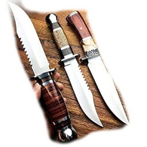 new 3pc 10.5″ stainless steel survival skinning hunting knife bowie camping set new camping outdoor pro tactical elite knife blda-1096