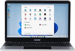 fusion5 14.1″ full hd windows 11 laptop – 128gb storage, 4gb ram, t90b+ pro model lapbook, n4120 intel quad core cpu, 5ghz wifi (dual-band wifi) 2x wifi speeds, usb 3.0, supports m.2 sata ssd (128gb)