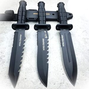 new 3 pc 12″ tactical bowie survival hunting knife military dagger fixed blade set camping outdoor pro tactical elite knife blda-1080