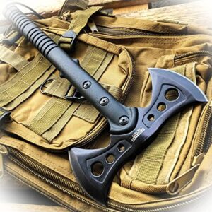 new 15″ tomahawk hatchet tactical axe double blade head hunting knife black camping outdoor pro tactical elite knife blda-0982