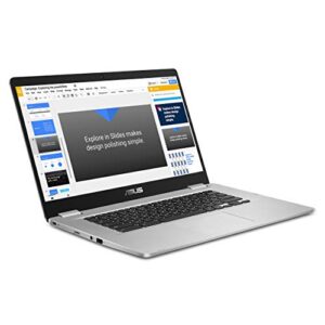 ASUS Chromebook C523, 15.6" FHD NanoEdge-Display with 180 Degree-Hinge, Intel Celeron N3350-Processor, 4GB LPDDR4-RAM, 64GB Storage, Chrome OS, Silver, Laptop-Sleeve Protector, C523NA-IH44F