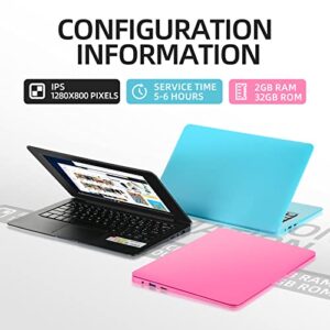 Monitech 10.1” Mini Laptop, 2GB RAM and 32GB SSD Netbook, Small Laptop with USB 3.0, Full HD IPS Display Pink Laptop Computer, Dual Core Lightweight Laptop, Ultra Thin Notebook Computer Windows 10