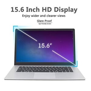 2020 15.6-inch Laptop 6G + 256G, celeron J3455 high-Performance Quad-core CPU, 2PCS 4500mAh can Work continuously for 6-8 Hours, WiFi, HDMI, Bluetooth 4.0, Windows 10 (Silver 6G+256G)