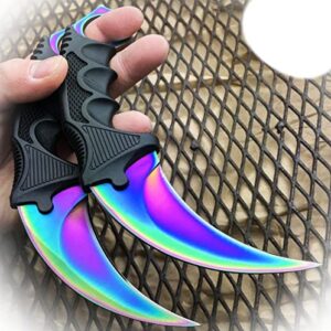 new 2pc tactical combat fixed blade karambit rainbow hunting knife set new camping outdoor pro tactical elite knife blda-0621