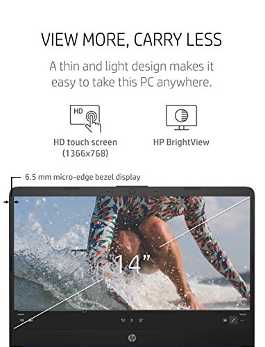 HP 14 Laptop, AMD 3020e, 4 GB RAM, 64 GB eMMC Storage, 14-inch HD Touchscreen, Windows 10 Home in S Mode, Long Battery Life, Microsoft 365, (14-fq0080nr, 2020)