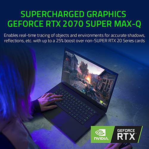 Razer Blade 15 Advanced Gaming Laptop 2020: Intel Core i7-10875H 8-Core, NVIDIA GeForce RTX 2070 Super Max-Q, 15.6” FHD 300Hz, 16GB RAM, 512GB SSD, CNC Aluminum, Chroma RGB Lighting, Thunderbolt 3