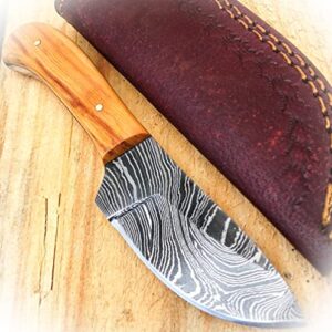 new 6″ damascus full tang hunting fixed blade wood survival skinner camping knife camping outdoor pro tactical elite knife blda-0826