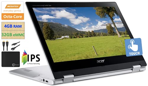 2021 Newest Acer X360 Chromebook Spin 2-in-1 Convertible Laptop Student Business, MediaTek MT8183C 8-Core Processor,11.6" HD Touch IPS, 4GB RAM, 32GB eMMC,Wi-Fi 5,Bluetooth 5,Chrome OS+ Marxsol Cables