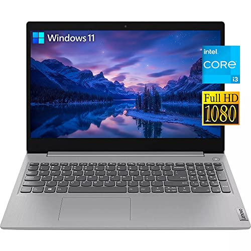 Lenovo IdeaPad 3 Laptop, 15.6" FHD Display,Intel i3-1115G4 Processor, 8GB RAM, 256GB SSD, Webcam, HDMI, SD Card Reader, Fingerprint Reader, Dolby Audio, Wi-Fi, Windows 11 Home, Platinum Grey