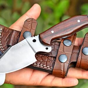 ALZAFASH Horizontal Carry Knife, Tracker Knife with Sheath, Hunting Knife with 1095 Carbon Steel Blade, Camping Knife, Hiking Knife