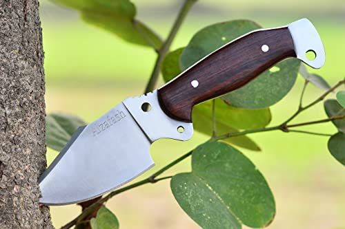 ALZAFASH Horizontal Carry Knife, Tracker Knife with Sheath, Hunting Knife with 1095 Carbon Steel Blade, Camping Knife, Hiking Knife