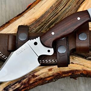 ALZAFASH Horizontal Carry Knife, Tracker Knife with Sheath, Hunting Knife with 1095 Carbon Steel Blade, Camping Knife, Hiking Knife